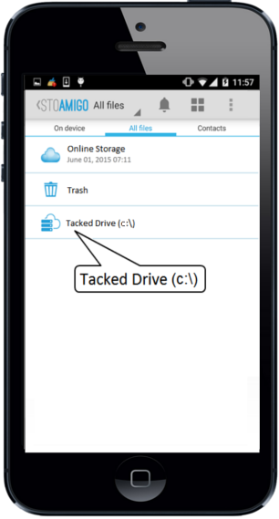 To access and share the contents of your tacked drive from your mobile device download the StoAmigo app for iOS and Android.