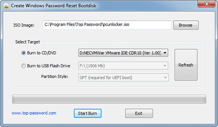 Create a bootable Windows password reset CD/USB drive.