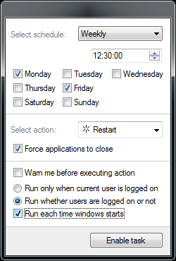 Popup schedule window