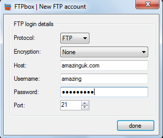 New FTP account