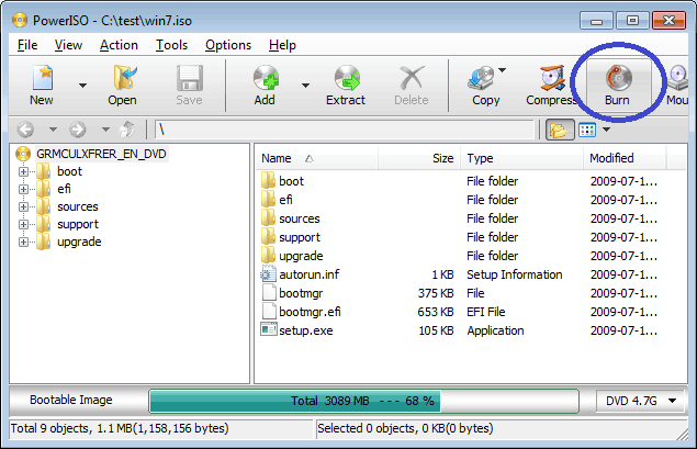 Burn ISO images