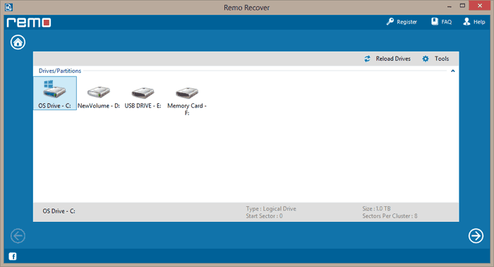 Select the drive / partition from which the data is lost or deleted