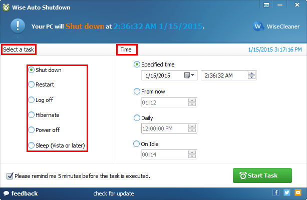 Please select a task type you want to take and set a schedule.