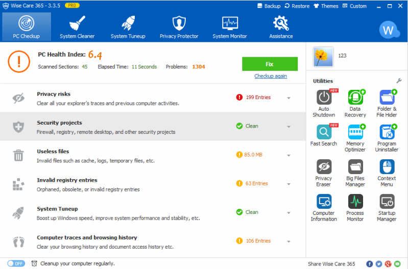 Start scanning with one click and you will check all the issues in detailed and summary view later.