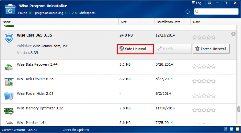 Safe uninstall is used to uninstall and remove those programs which carry standard uninstall executable programs within themselves.