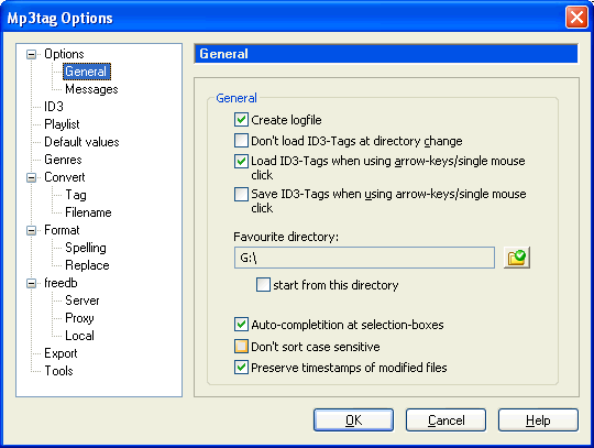 General options dialog page