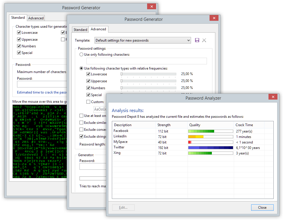 Analyze passwords