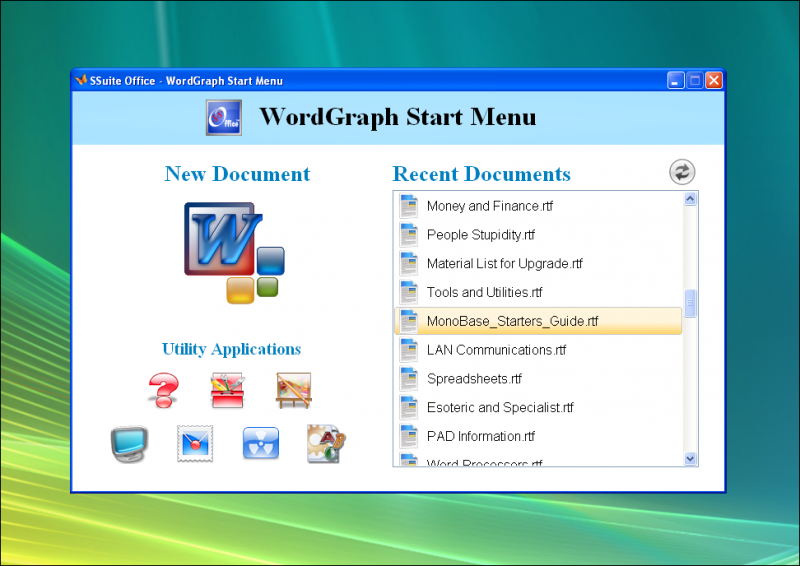 WordGraph Start Menu