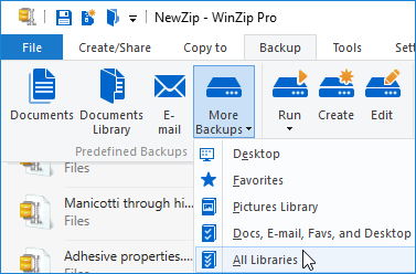 WinZip Backup jobs