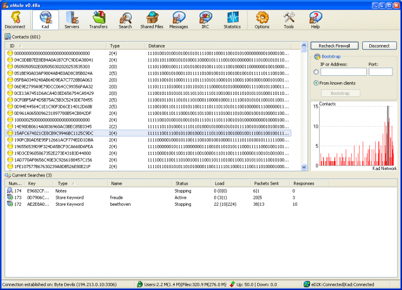 This dialogs provides mostly status information for the interested user, about the Kad part of eMule.