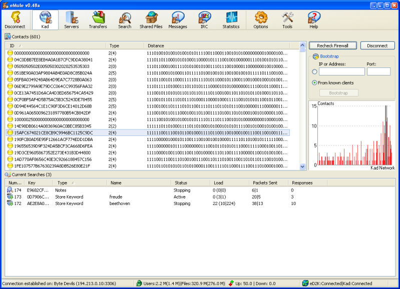This dialogs provides mostly status information for the interested user, about the Kad part of eMule.