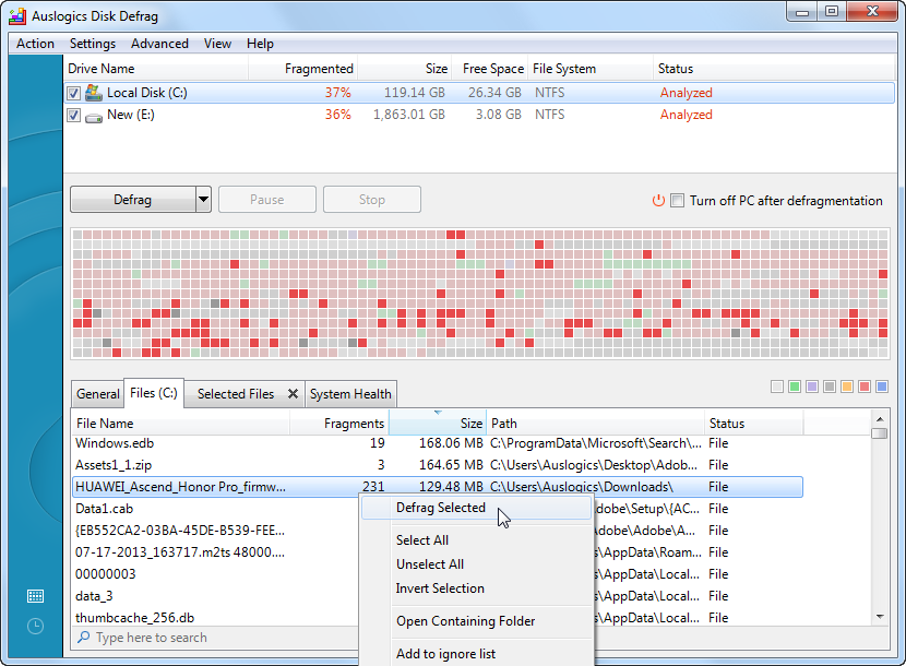 auslogics disk defrag download