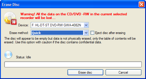 Erase a disc