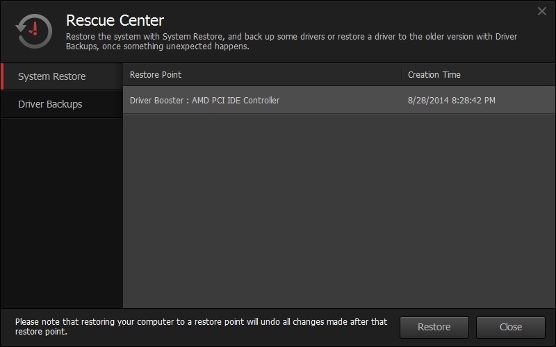 Restore Screen
