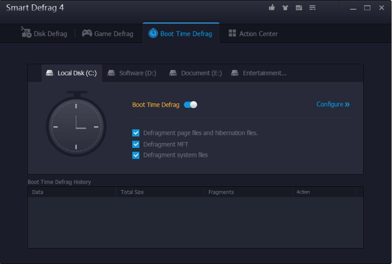 Boot Time Defrag Screen