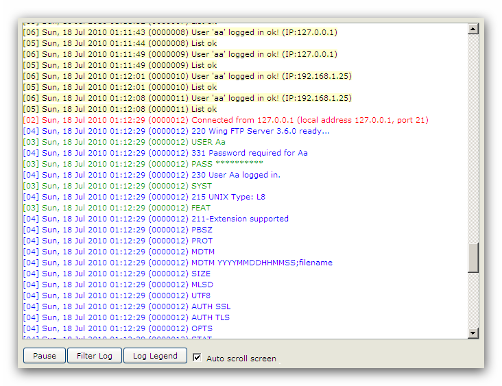 View domain log