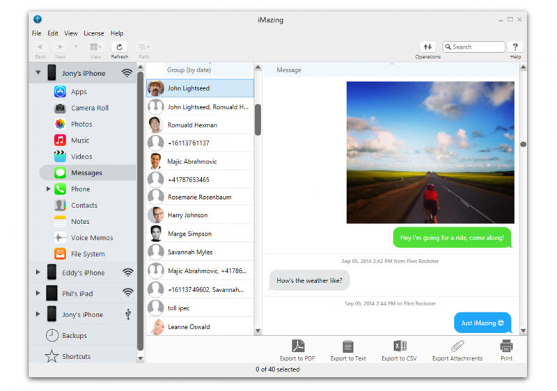 Transfer every SMS text message from any device to any computer Mac or PC.