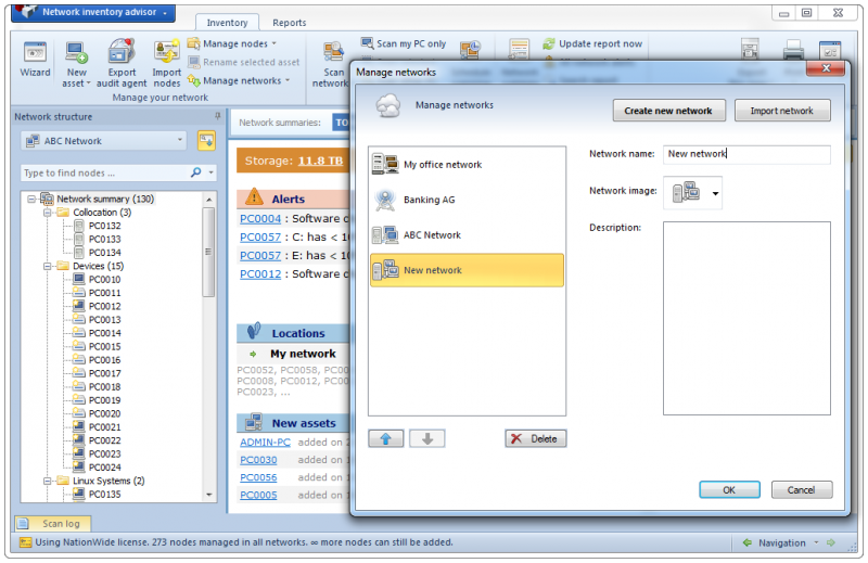 Multiple networks inventory