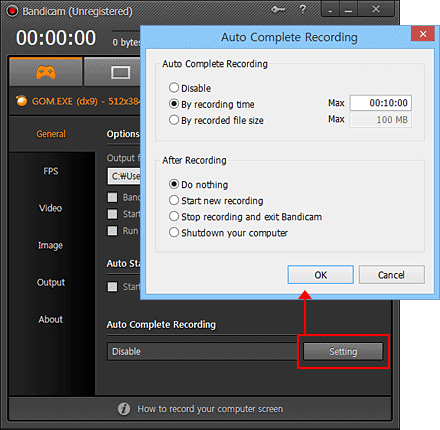 Auto Complete Recording