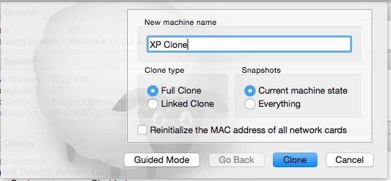 Cloning virtual machines