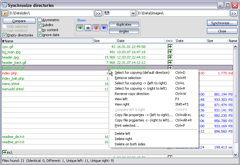 Synchronize directories