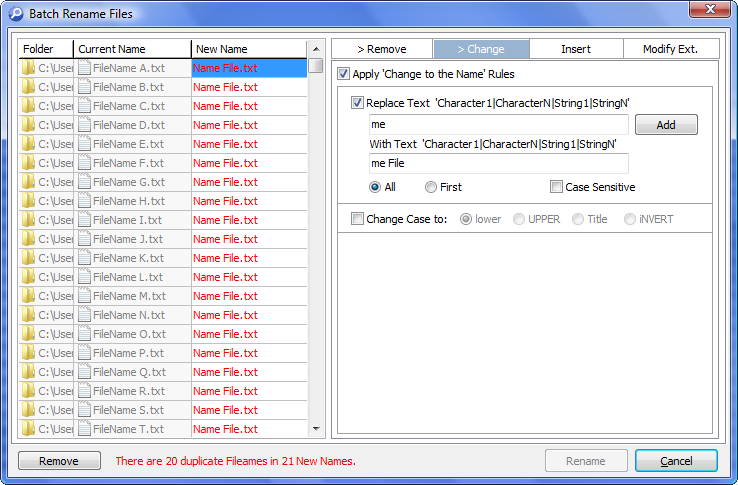 Batch Rename - Change to the Name