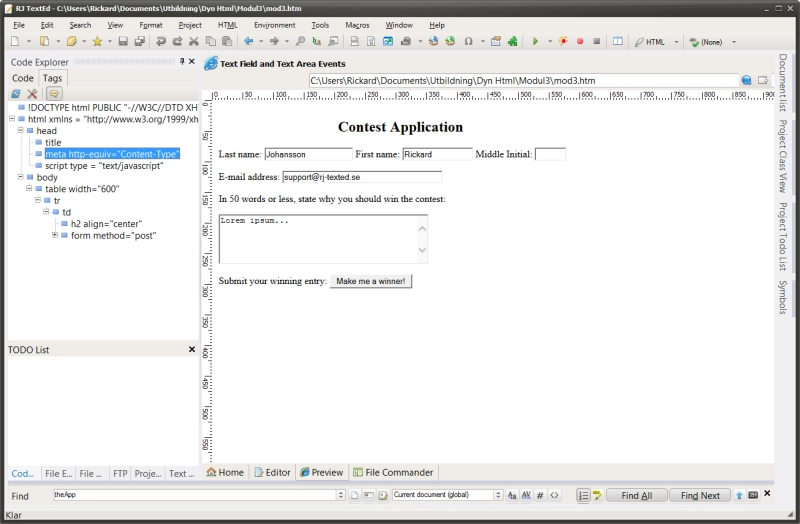 HTML preview