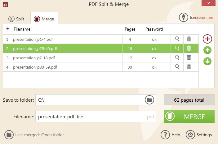 Merge PDF mode