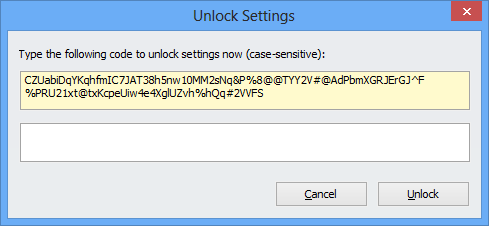 Unlock settings