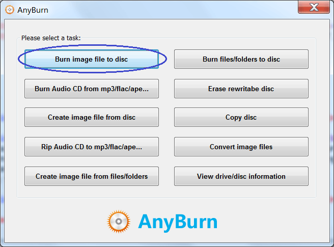 Burn image file