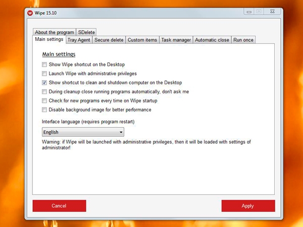 Program settings