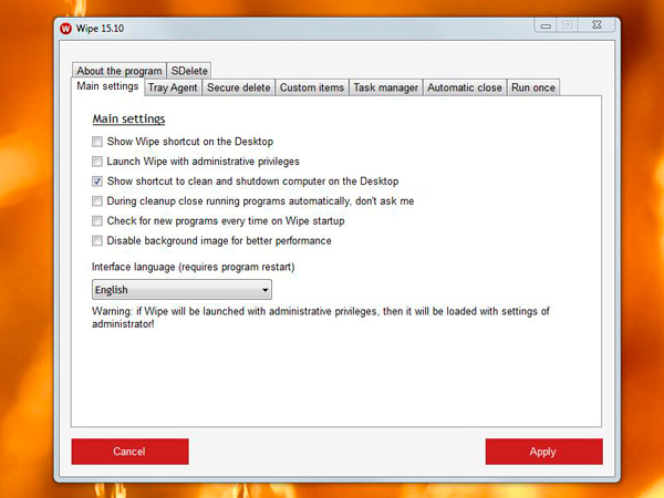 Program settings