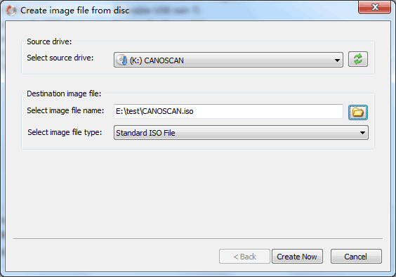 Create image file from CD, DVD, or Blu-ray disc