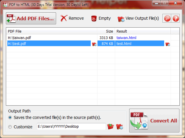PDF to HTML Interface