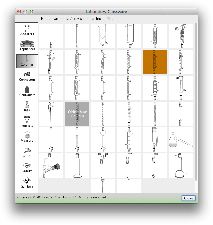 A large vector graphic glassware library