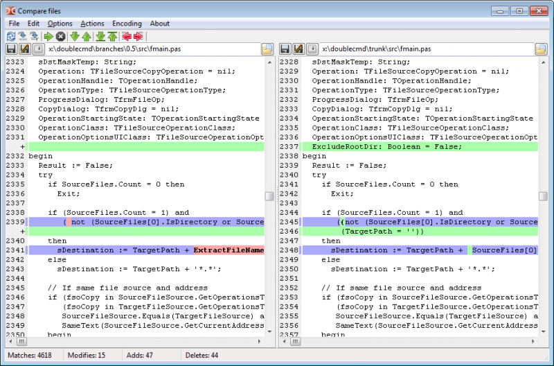 Compare files dialog