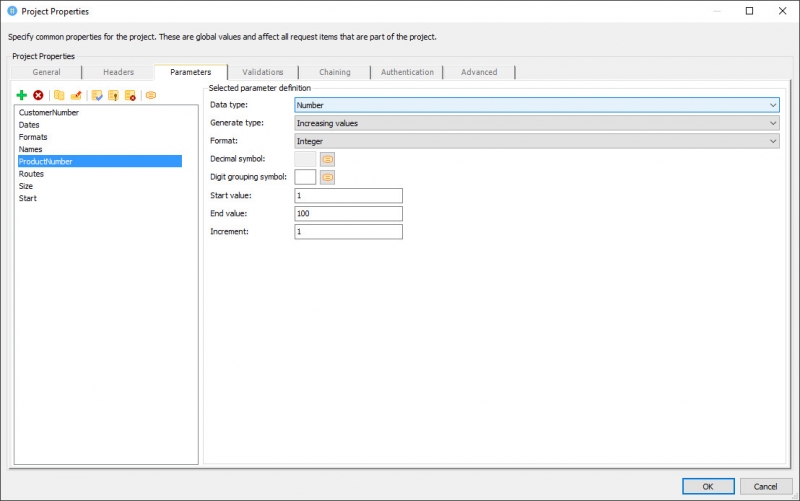 Dynamic parameters