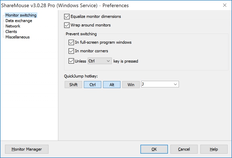 Monitor switching can be configured in detail