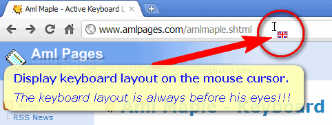 Indicator of layout on mouse pointer