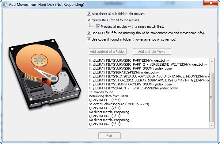 Add Movies from Hard Disk