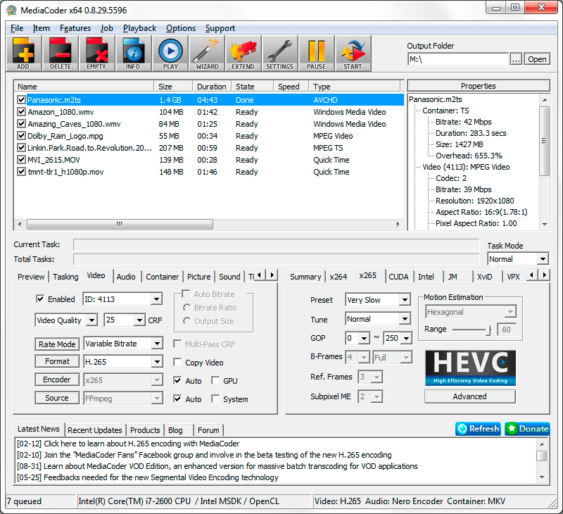 MediaCoder with H.265/HEVC encoding