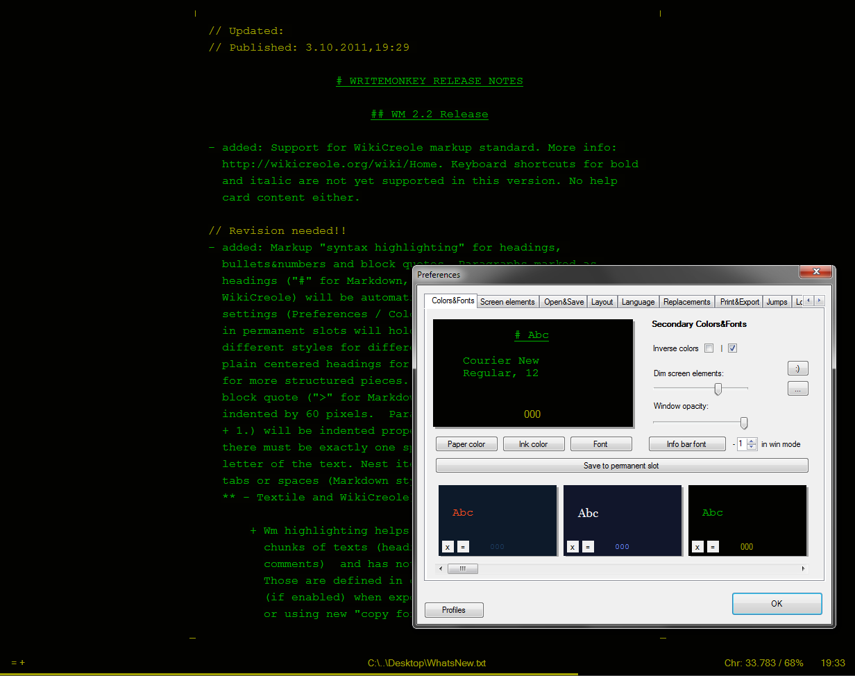 Writemonkey 2.7 | Text Editing Software | FileEagle.com