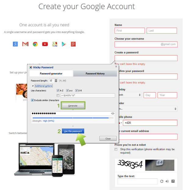 Creating Strong Passwords with Sticky Password