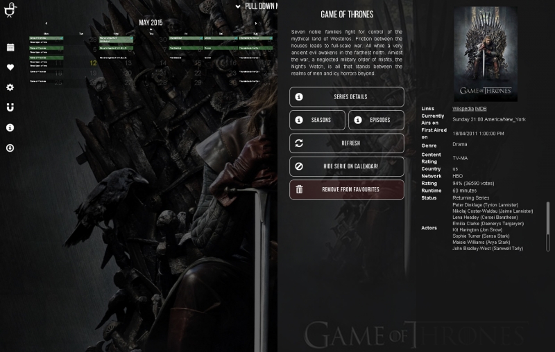 View series, season and episode details about your shows