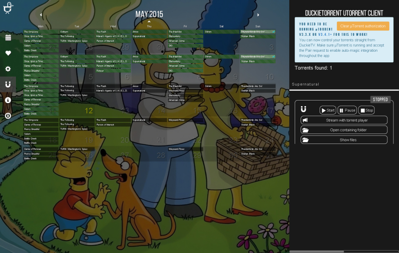 DuckieTorrent Torrent clients built-in (µTorrent/BitTorrent, qBittorrent, Tixati, Transmission)