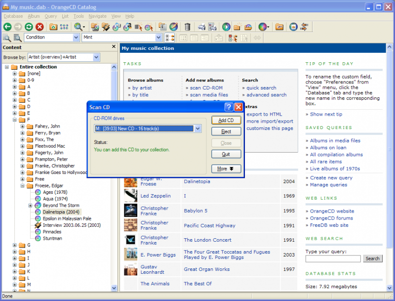 CD scanning screen