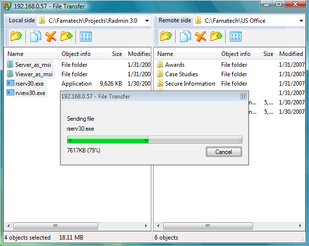 File Transfer Window