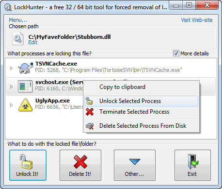 Unlock, Kill or Remove Phisically Process