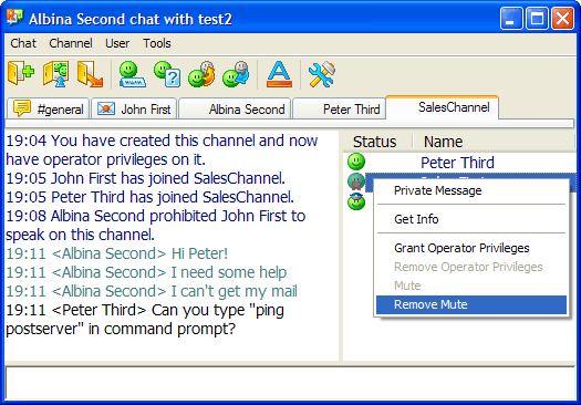 Text Chat Main Window