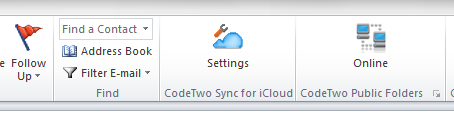 CodeTwo Sync for iCloud icon in Outlook